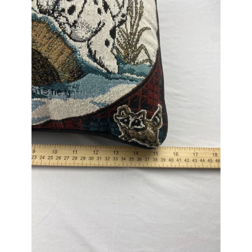 Vintage Disney 101 Dalmatians Woven Tapestry‎ Throw Pillow Winter Scene